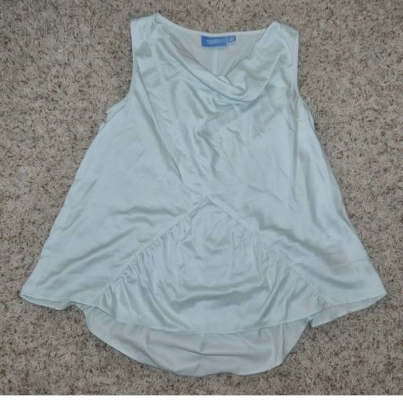 Womens Silky Godet Top Blue M Petite Drape Neck Sleeveless Princess Vera Wang - Picture 1 of 5